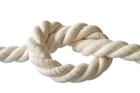 Close up shot of a knot on a white backgroundの写真素材