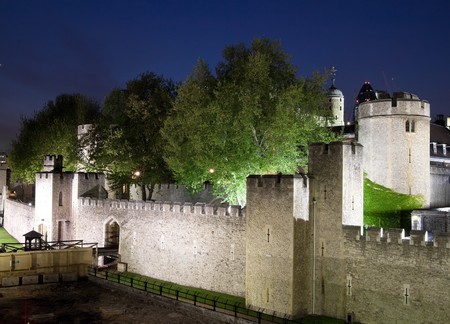 The Tower of London illuminated at night