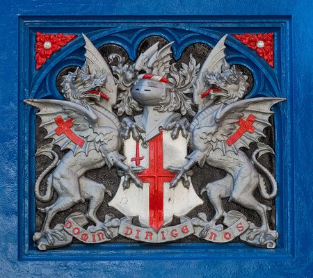 London coat of arms in a blue wallの写真素材