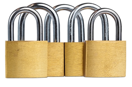 Set of padlocks isolated on a white background