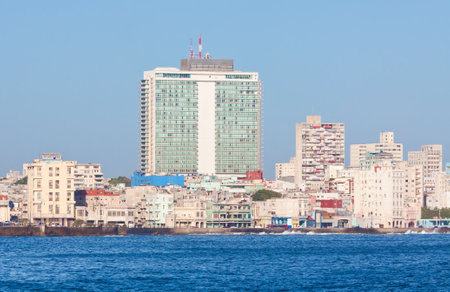 The skyline of Havana seen from the oceanのeditorial素材