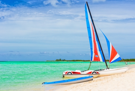 Catamaran at a resort in Cayo Coco  Coco key , a beautiful tourist destination in Cubaの写真素材