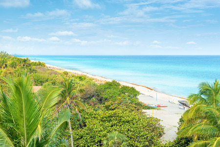The beautiful beach of Varadero in Cuba on sunny summer dayの写真素材