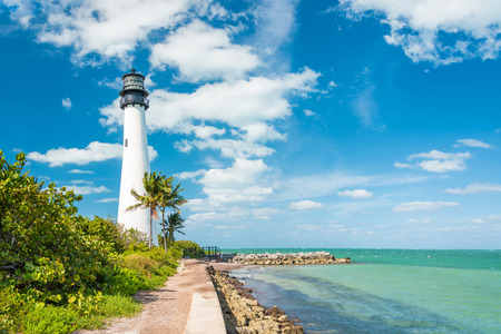 Famous lighthouse at Cape Florda in the south end of Key Biscayne , Miamiの写真素材