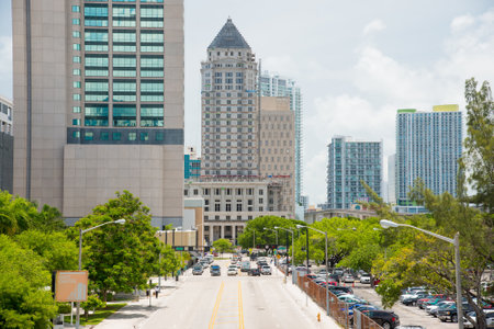 Urban view of downtown Miami next to Government Centerのeditorial素材