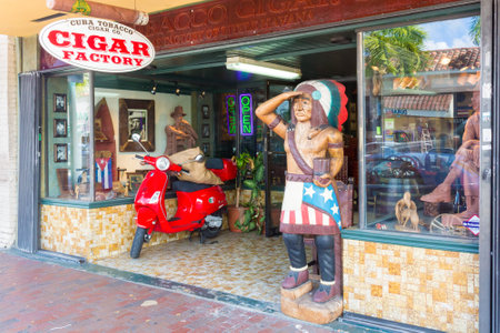 Typical cigar factory at SW 8th Street, a focal point of the cuban community in Miamiのeditorial素材