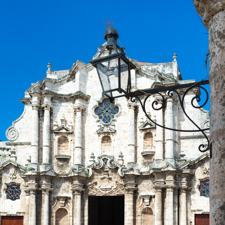 The Cathedral of Havana on a beautiful sunny dayの写真素材
