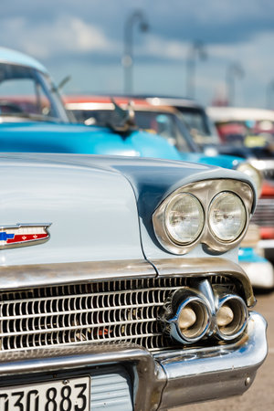 Classic chevrolet and other vintage american cars in Havanaのeditorial素材