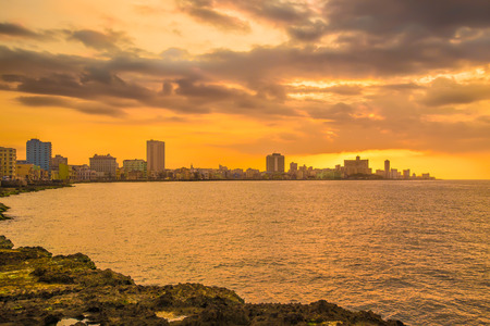 Romantic sunset in Havana with a view of the city skylineの写真素材