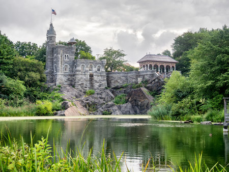 The Belvedere Castle and the Turtle Pond  at New York Central Parkのeditorial素材