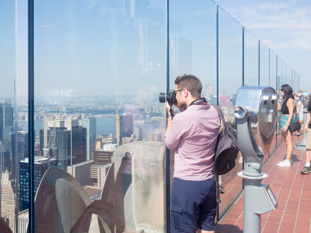 Top of the Rock observation Deck atop the GE Building on the Rockefeller Centerのeditorial素材