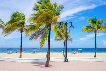 Fort Lauderdale beach in Florida on a beautiful summer dayのeditorial素材