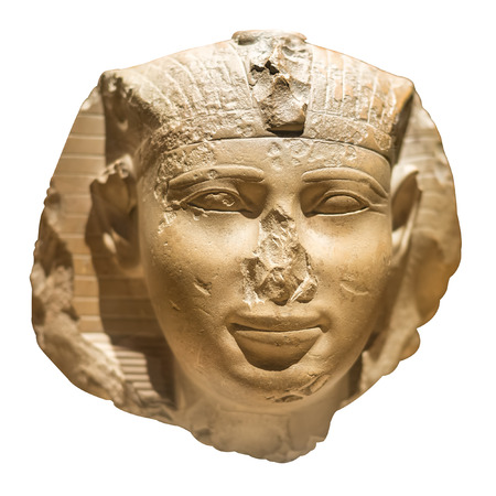 Head of an acient egyptian pharaoh isolated on white 