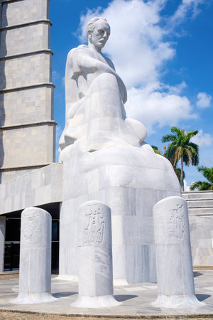The Jose Marti memorial monument at the Revolution Square in Havana with palm trees on the backgroundのeditorial素材