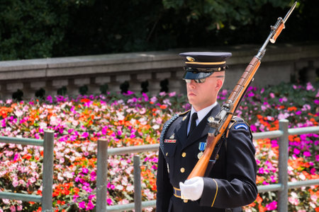 Ceremonial guard at the Tomb of the Unknown Soldier at Arlington National Cemetery