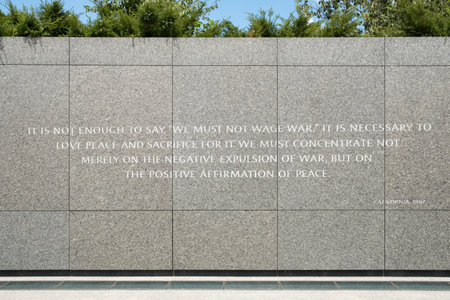 Wall with speech against war at the Martin Luther King Jr. National Memorial in Washington D.C.
