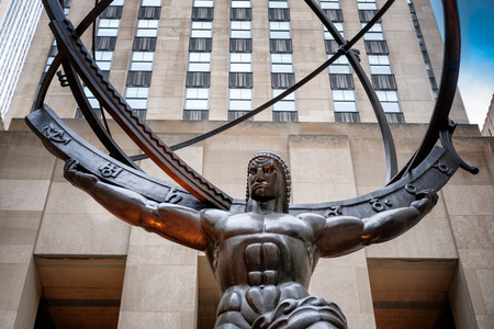 The Statue of Atlas holding the celestial spheres in New York City's Fifth Avenueの写真素材