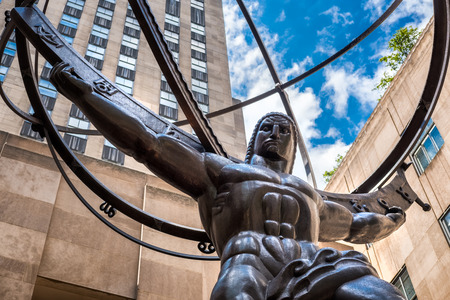The Statue of Atlas holding the celestial spheres in New York City's Fifth Avenueの写真素材