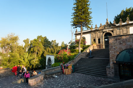 Visitors at the Tepeyac Hill next to the Basilica of Our Lady of Guadalupe in Mexico Cityのeditorial素材