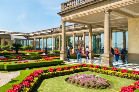 Garden at Chapultepec Castle, home of the National History Museum in Mexico Cityのeditorial素材