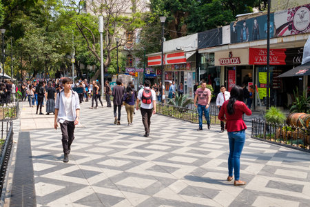 Zona Rosa, a cosmopolitan neighborhood in Mexico City, well known for its restaurants,bars and vibrant lifestyleのeditorial素材