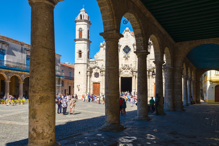 The Cathedral of Havana and its adjacent square and colonial palacesのeditorial素材