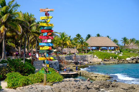 XCARET,MEXICO - APRIL 16,2019 : The XCaret park  on the Mayan Riviera in Mexico on a beautiful sunny dayのeditorial素材