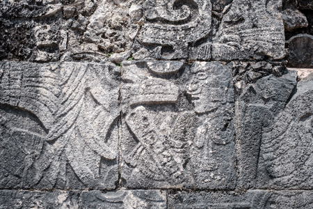 Ancient mayan stone reliefsの写真素材