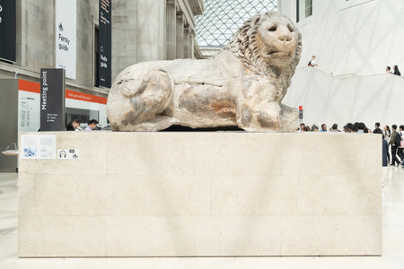 The Lion of Knidos, a colossal greek statue in the British Museumのeditorial素材
