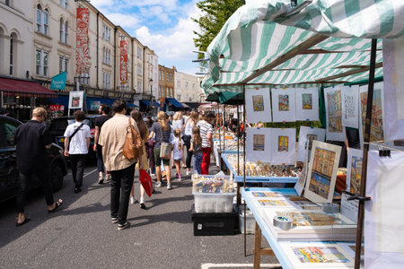 The famous Portobello Road street market in Londonのeditorial素材