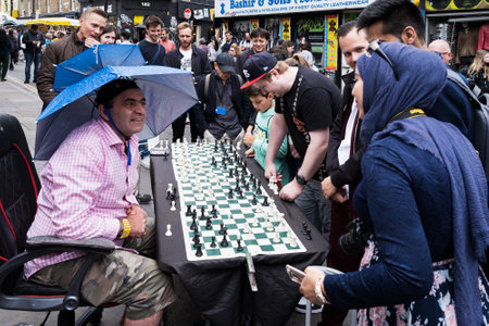 Chess players at the popular Brick Lane street market in East London