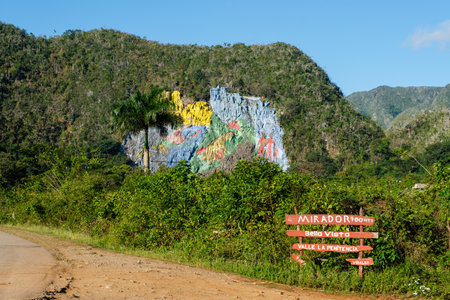 The Mural of Prehistory at the ViÃ±ales valley in Cubaのeditorial素材