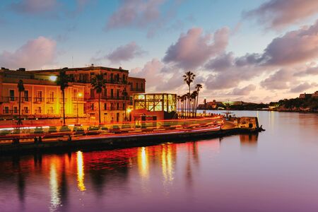 Old Havana at sunset with a view of the bay and the old spanish era fortificationsの写真素材