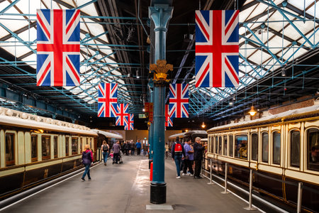 YORK,UK - AUGUST 12,2019 : The Royal Carriages at the National Railway Museum in Yorkのeditorial素材