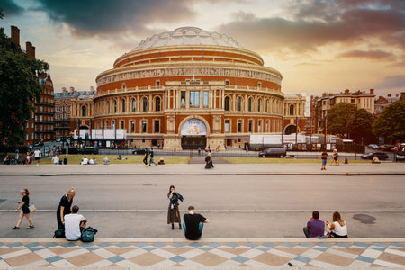 The Royal Albert Hall at sunset in Londonのeditorial素材