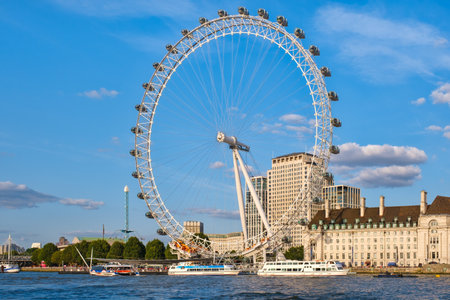The Southbank and The London Eye on a beautiful summer dayのeditorial素材