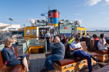 Passengers at the Mersey Ferry in Liverpoolのeditorial素材