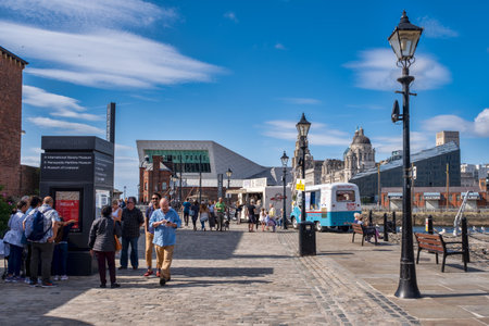 Summer scene at the historic Albert Dock in Liverpoolのeditorial素材