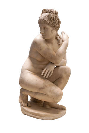 Ancient greek statue of a nude woman or goddess - Isolated on a white background with clipping pathの写真素材