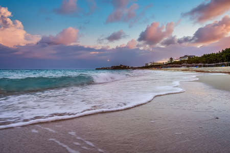 Romantic sunset at the beautiful beach of Varadero in Cubaの写真素材