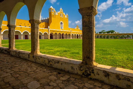 The San Antonio franciscan monastery at the city of Izamal in Yucatan, Mexicoの写真素材