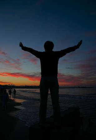 girl has finally reached her sea destinationの写真素材