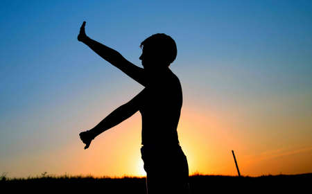 sunset exerciesの写真素材