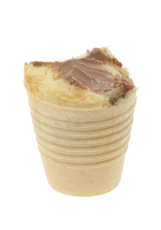 half-eaten vanilla-chocolate icecreamの写真素材