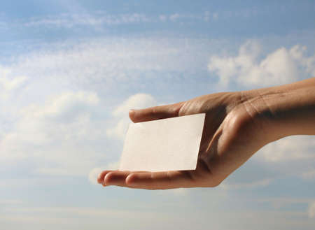 holding blank business card #7の写真素材