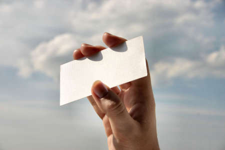 holding blank business card #8の写真素材