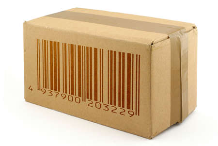 cardboard box with fake bar code