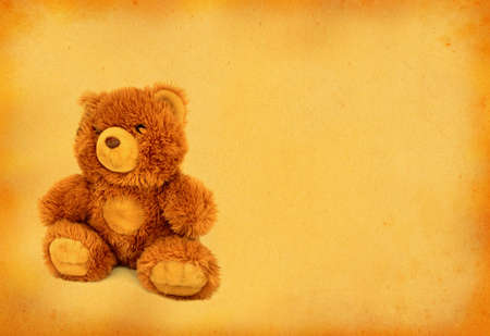 retro teddy bear with copy spaceの写真素材