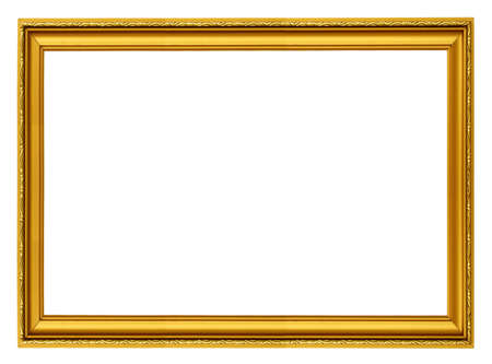 golden horizontal frame isolated on whiteの写真素材
