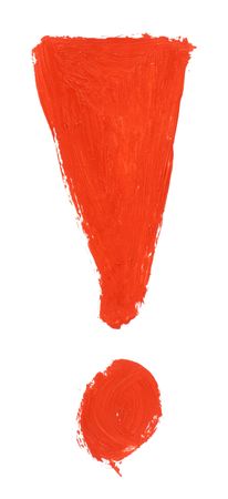 hand painted exclamation mark isolated on white backgroundの写真素材